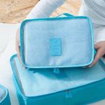Conjunto Organizador De Mala 6 Peças Azul Zíper Ideal Viagem