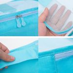 Conjunto Organizador De Mala 6 Peças Azul Zíper Ideal Viagem