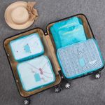 Conjunto Organizador De Mala 6 Peças Azul Zíper Ideal Viagem