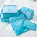 Conjunto Organizador De Mala 6 Peças Azul Zíper Ideal Viagem