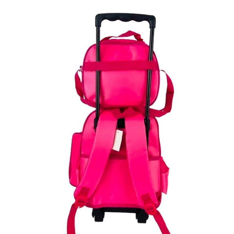 Kit Mochila Escolar Estojo Lancheira Infantil Roda Unicornio