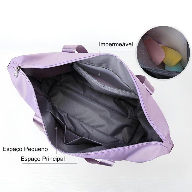 Bolsa De Viagem Mochila Dobrável Grande Impermeável Lilás