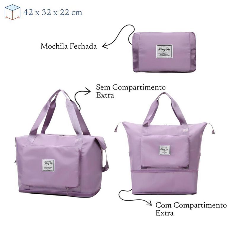 Bolsa De Viagem Mochila Dobrável Grande Impermeável Lilás