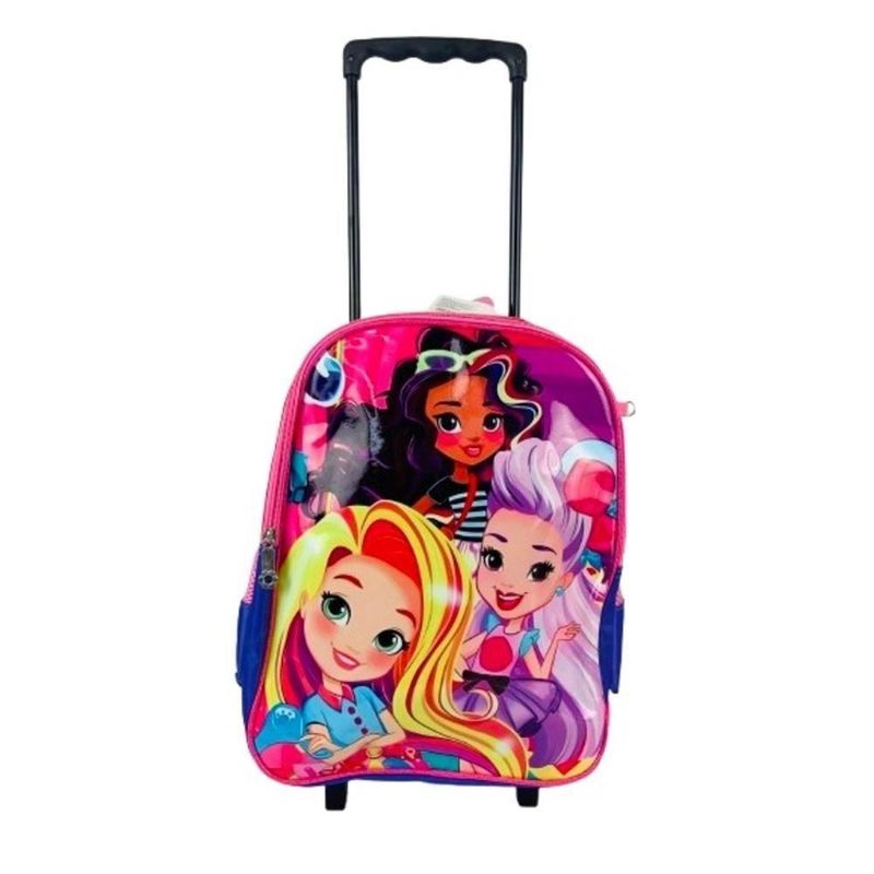 Kit Mochila Infantil Rodinhas Princesa Estojo Lancheira Rosa