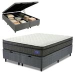 Cama Box Baú Colchão Queen Ortopédico D33 Euro Pillow Ultra 158x198x66cm Cinza