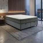 Cama Box Baú Colchão Queen Ortopédico D33 Euro Pillow Ultra 158x198x66cm Cinza