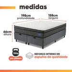 Cama Box Baú Colchão Queen Ortopédico D33 Euro Pillow Ultra 158x198x66cm Cinza
