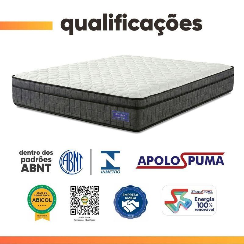 Cama Box Baú Colchão Queen Ortopédico D33 Euro Pillow Ultra 158x198x66cm Cinza