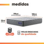 Cama Box Colchão Queen Molas Ensacadas Atlanta 158x198x60cm Cinza