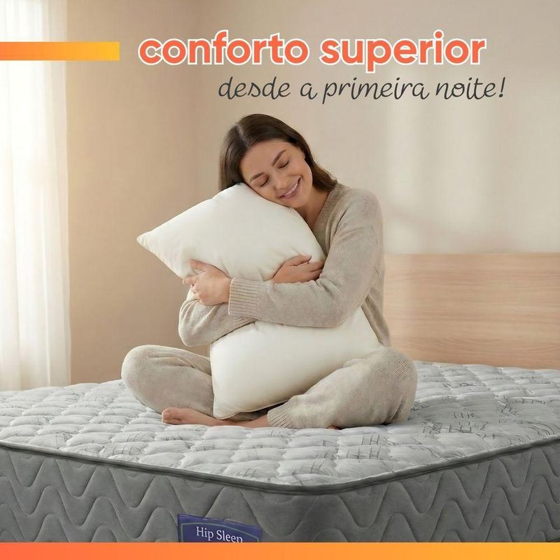 Cama Box Colchão Queen Molas Ensacadas Atlanta 158x198x60cm Cinza