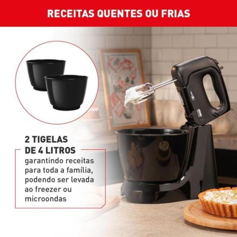 Batedeira Convencional Arno Mini Chef 4L 400W 4 Velocidades Preto 220V
