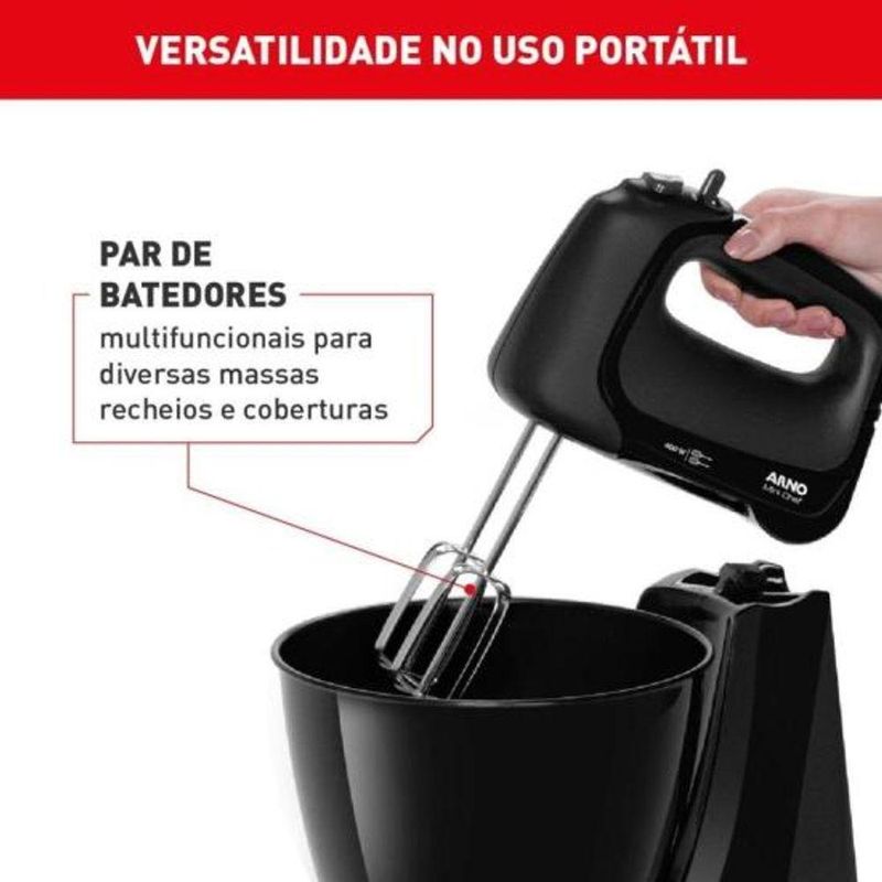 Batedeira Convencional Arno Mini Chef 4L 400W 4 Velocidades Preto 220V
