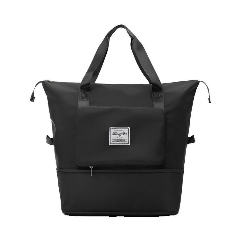Bolsa De Viagem Mochila Dobrável Grande Impermeável Preta