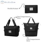Bolsa De Viagem Mochila Dobrável Grande Impermeável Preta