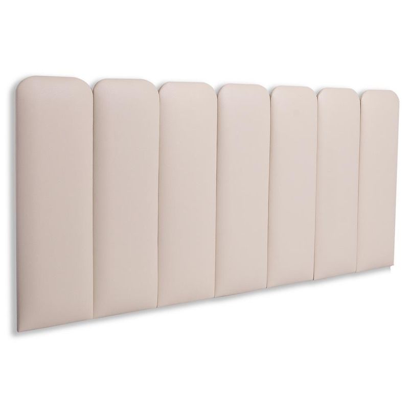 Cabeceira Casal Kit 7 Placas Modelo Arredondada para Cama com Fixação na Parede em MDF com Corino