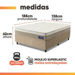 Cama Box Colchão Casal Molas Superlastic Euro Pillow Start 138x188x62cm Apolo Bege