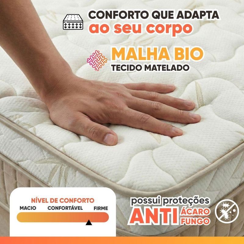 Cama Box Colchão Casal Molas Superlastic Euro Pillow Start 138x188x62cm Apolo Bege