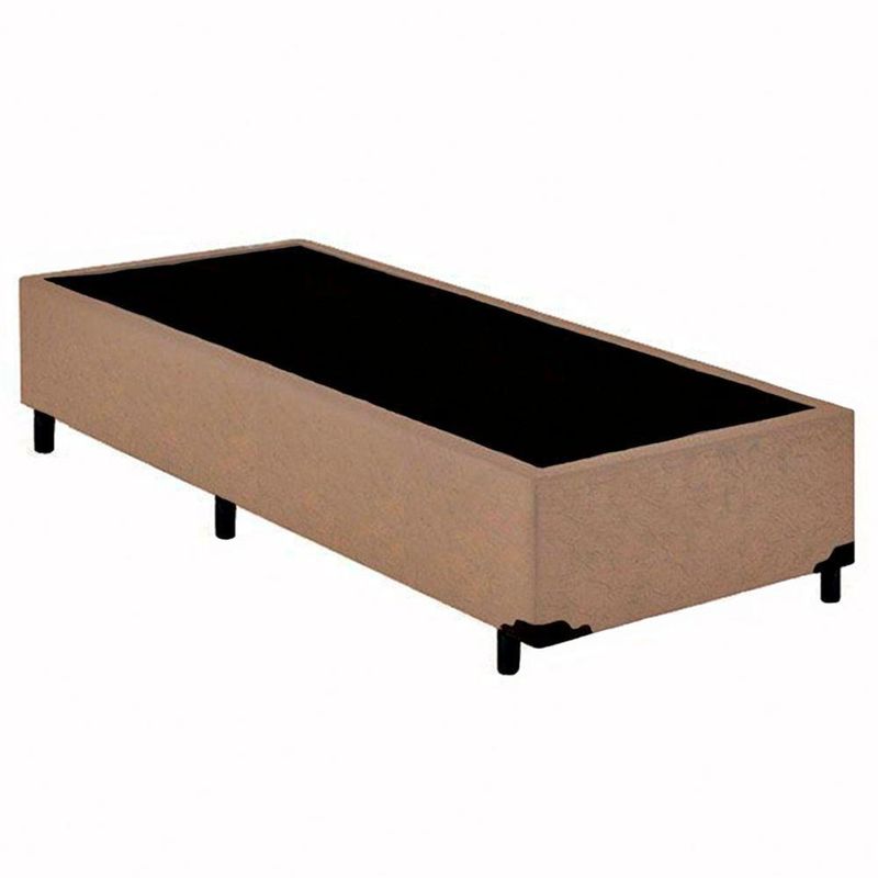 Cama Box Solteiro Suede Mega Cama Bege 88x188x42cm