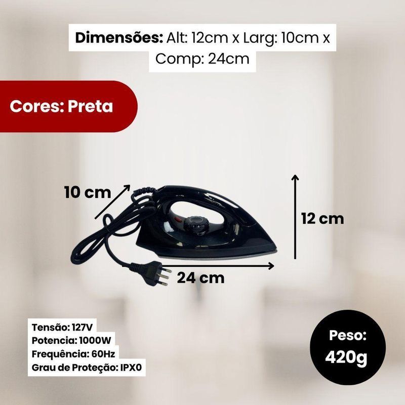 Ferro De Passar A Seco Soft 110V - Preta