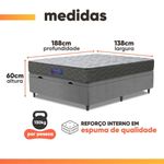 Cama Box Baú Colchão Casal Ortopédico Espuma D33 Hiper 138x188x60cm Apolo Cinza