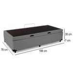 Cama Box Baú Solteiro Sintético Mega Cama Cinza 88x188x45cm