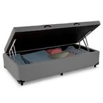 Cama Box Baú Solteiro Sintético Mega Cama Cinza 88x188x45cm