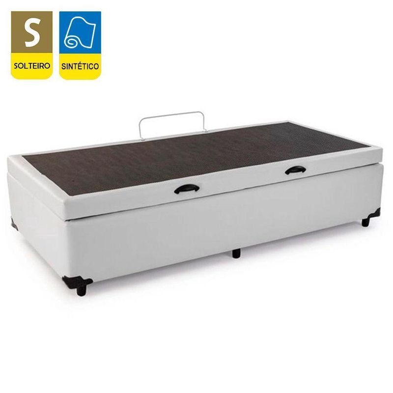 Cama Box Baú Solteiro Sintético Cama Branco 88x188x45cm