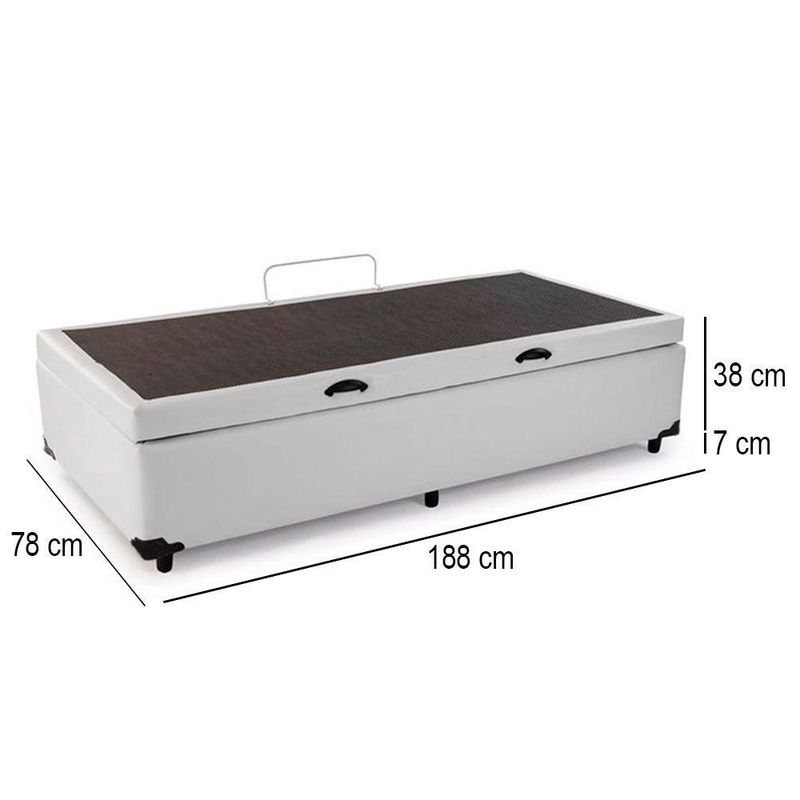 Cama Box Baú Solteiro Sintético Cama Branco 88x188x45cm