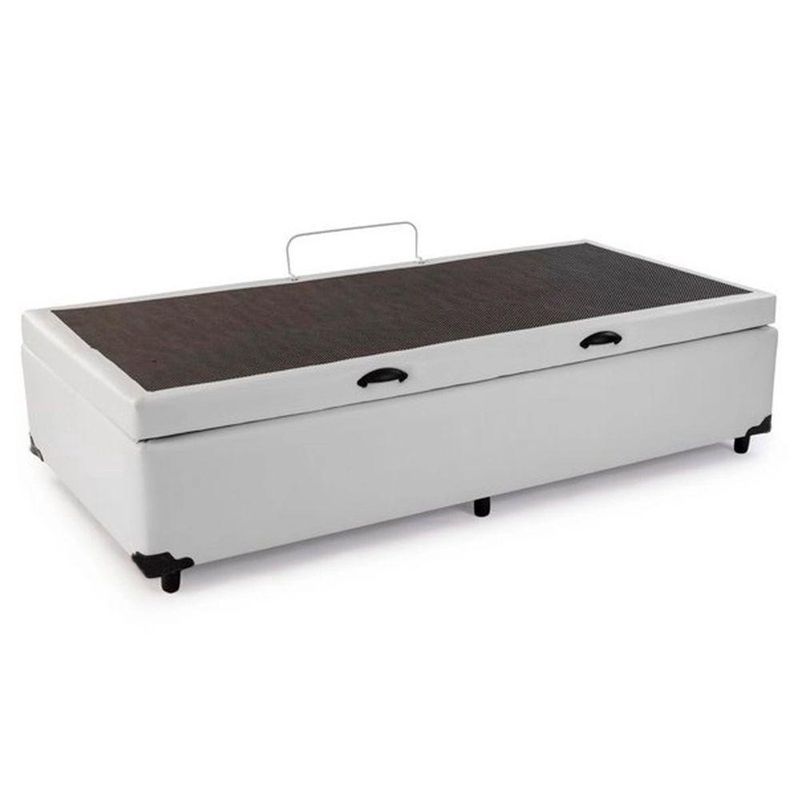 Cama Box Baú Solteiro Sintético Cama Branco 88x188x45cm