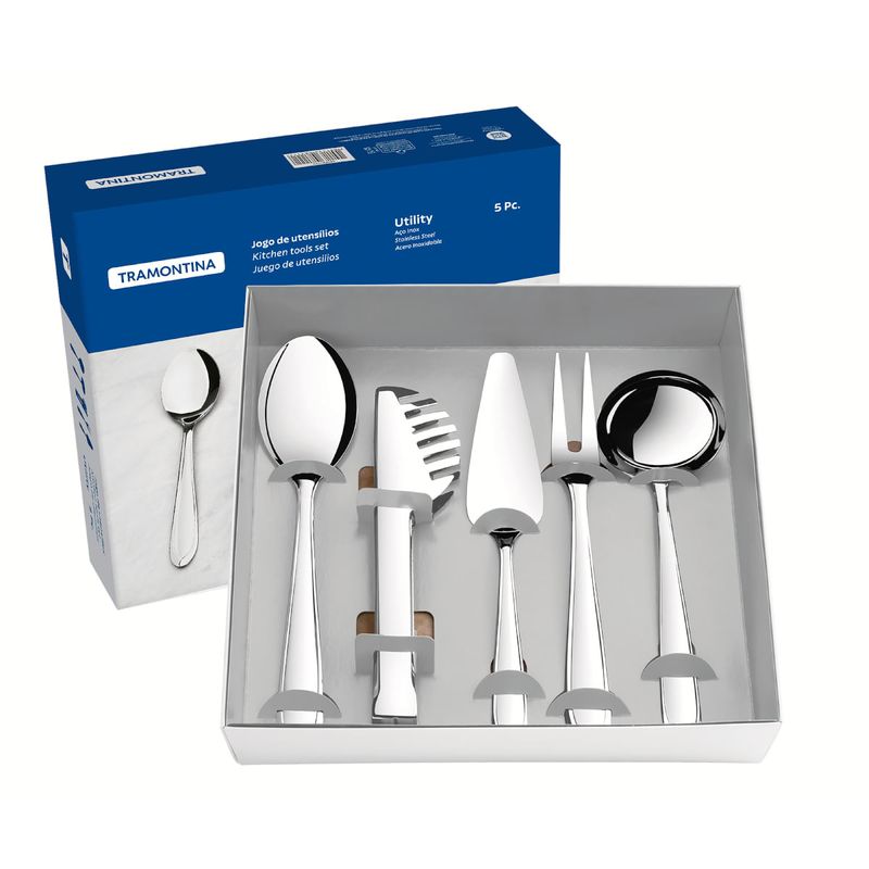 Jogo de Utensílios Tramontina Utility em Aço Inox 5 Peças