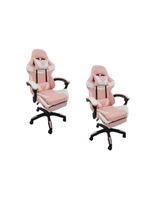 Kit 2 Cadeiras Gamer Stillus Oficial Apoio De Pés Rosa