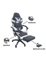 Cadeira Gamer Stillus Ergonômica Oficial Apoio De Pés Preta / Branca