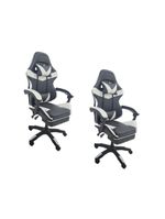 Kit 2 Cadeiras Gamer Stillus Oficial Apoio De Pés Preta / Branca