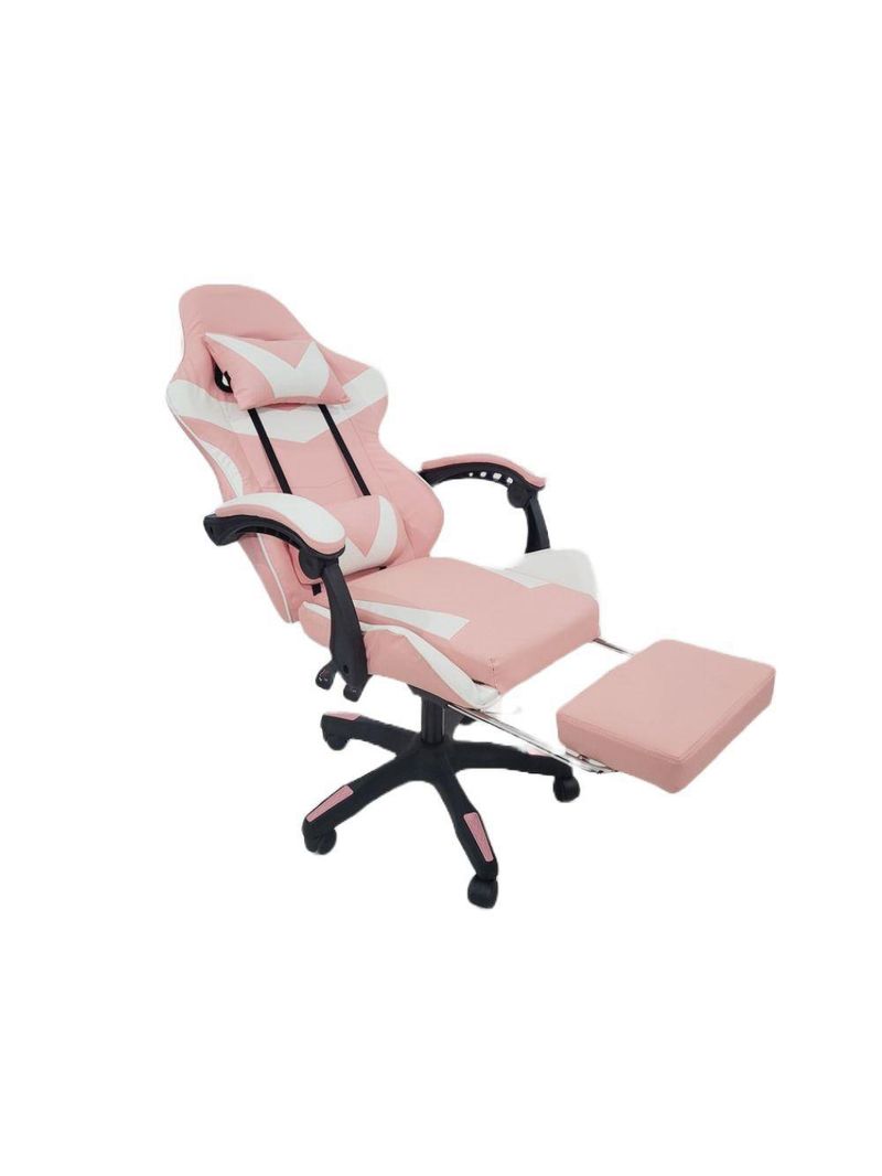 Cadeira Gamer Stillus Oficial Apoio Pés Branco/rosa