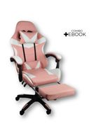 Cadeira Gamer Stillus Oficial Apoio Pés Branco/rosa