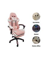 Cadeira Gamer Stillus Oficial Apoio Pés Branco/rosa