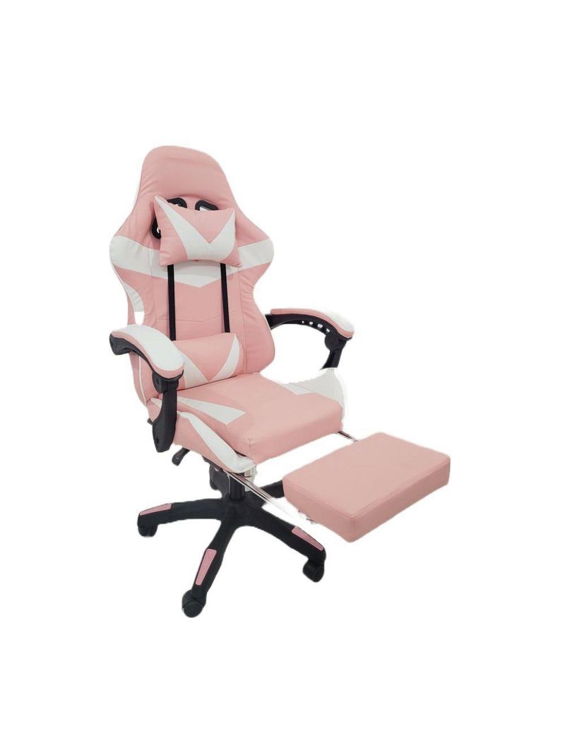 Cadeira Gamer Stillus Oficial Apoio Pés Branco/rosa