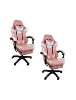 Kit 2 Cadeiras Gamer Stillus Oficial Apoio Branco/rosa