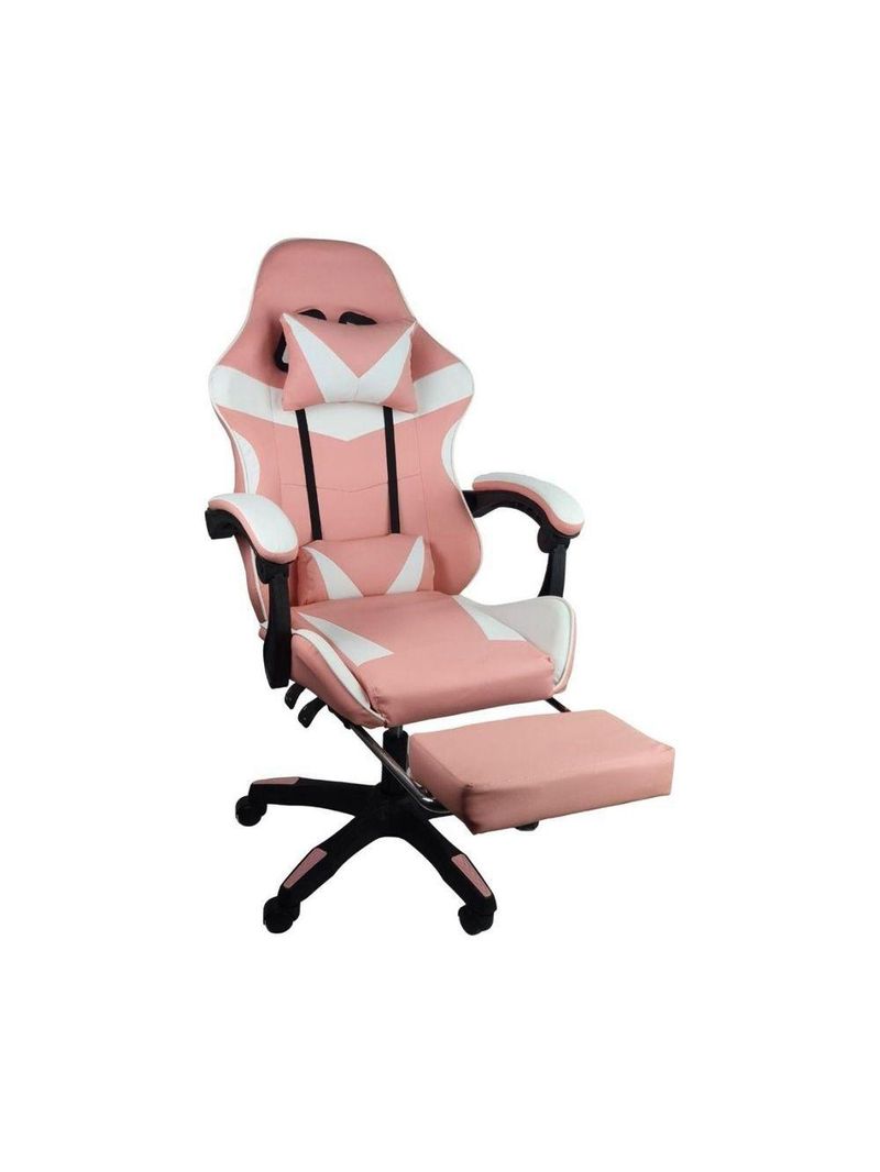 Kit 2 Cadeiras Gamer Stillus Oficial Apoio Branco/rosa
