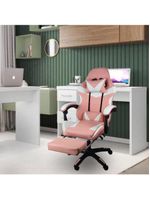Kit 2 Cadeiras Gamer Stillus Oficial Apoio Branco/rosa