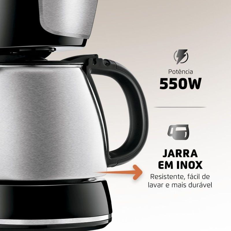 Cafeteira Elétrica Mondial Dolce Arome C-34ji-15x Cafeteira-220v-preto-inox