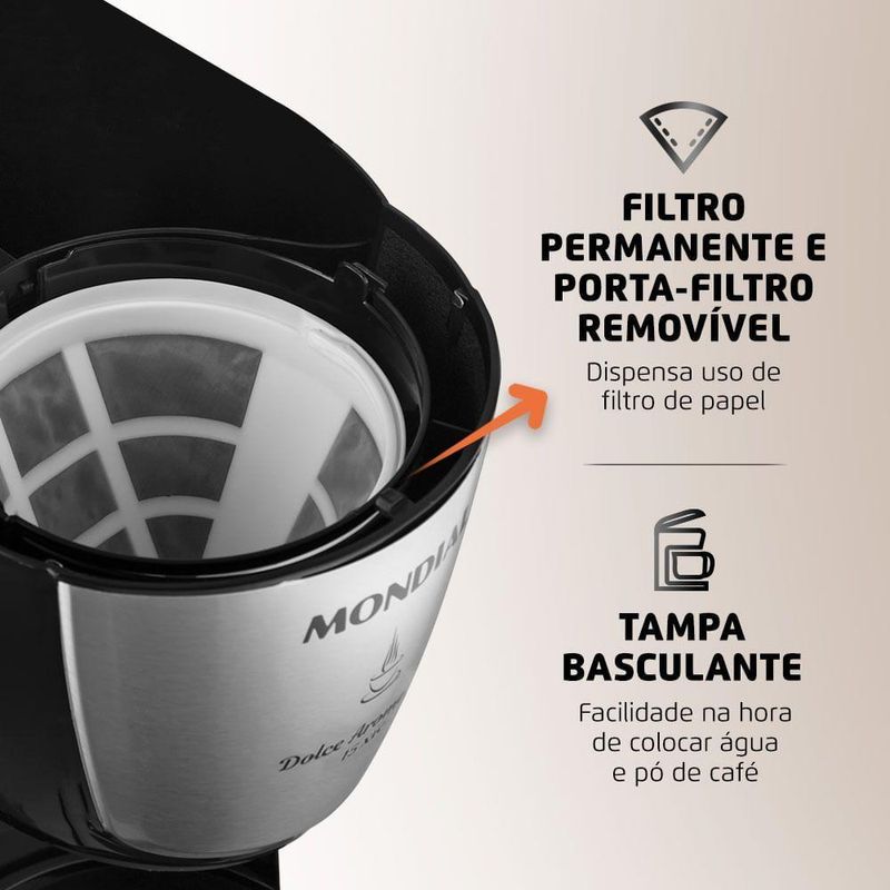 Cafeteira Elétrica Mondial Dolce Arome C-34ji-15x Cafeteira-220v-preto-inox