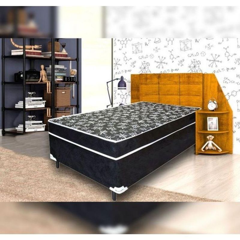 Cama Solteiro Conjugado Especial Ortopédico - Preto