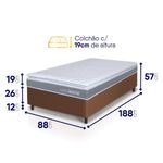 Cama Box Durban Espuma D28 Solteiro 88x188 Marrom King House