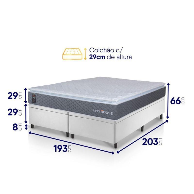 Cama Box Baú Argel Espuma D33 King 193x203 Branco King House