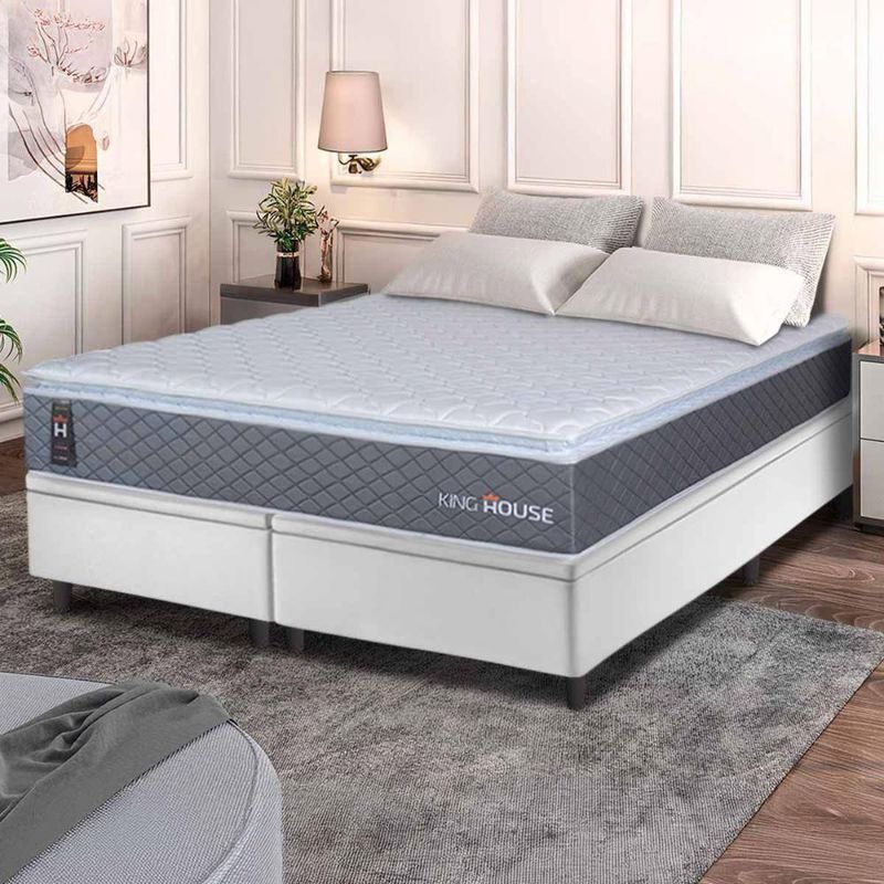 Cama Box Baú Argel Espuma D33 King 193x203 Branco King House