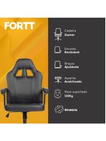 Cadeira Gamer Fortt Harbin Preta - Cgf022-p
