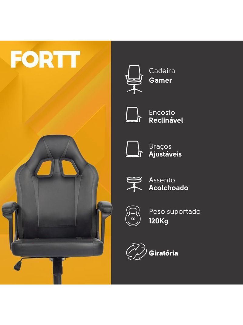 Cadeira Gamer Fortt Harbin Preta - Cgf022-p