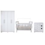 Quarto De Bebê Completo Com Guarda-roupa, Berço E Cômoda Lipe Em Mdf Branco