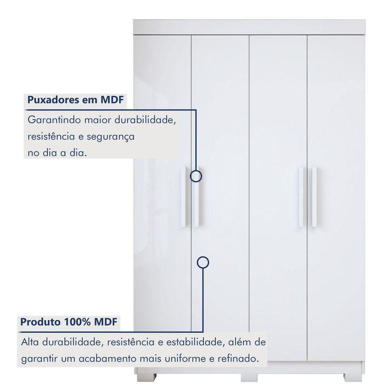 Quarto De Bebê Completo Com Guarda-roupa, Berço E Cômoda Lipe Em Mdf Branco